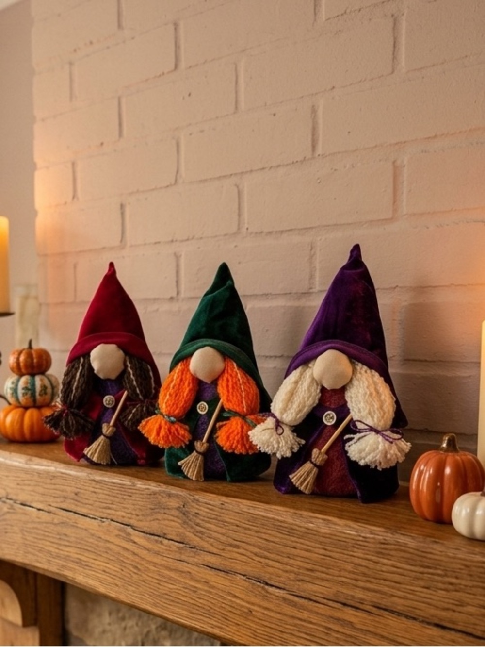 Hocus Pocus Plush Gnome Trio Witch Halloween Home Decor